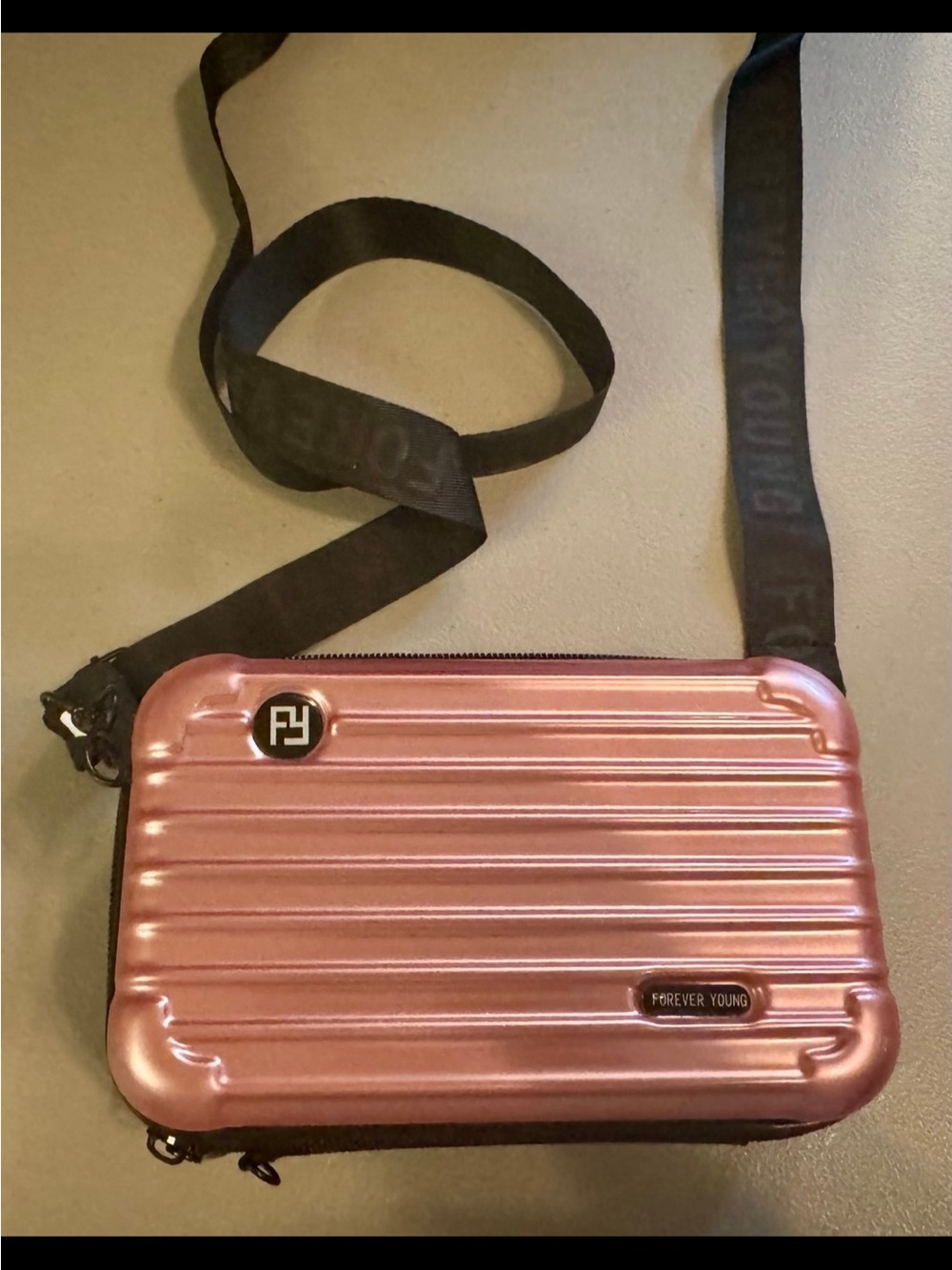 Forever Young Metallic Pink Hard Shell Crossbody Phone Holster